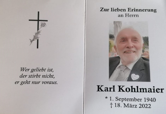 Kohlmaier Todesanzeige